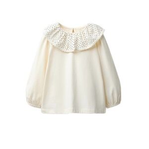 ZARA Kids Girl Toddler Peter Pan Collar T-shirt Long Sleeve Blouse Top Sz 4T NWT